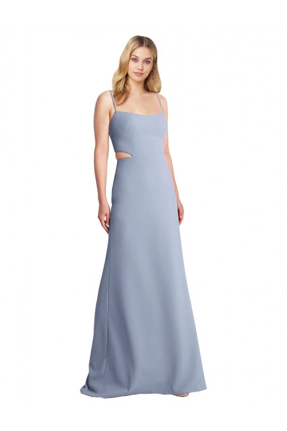 Sleeveless Smoke Blue Open Back A-Line Spaghetti Straps Prom Dress / Bridesmaid Dress Mississauga