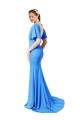 Short Sleeves Peacock Blue V-Back Mermaid, Sheath V-Neck Prom Dress / Bridesmaid Dress Mississauga