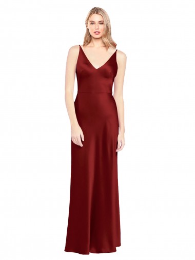Sleeveless Burgundy V-Back A-Line Spaghetti Straps Formal Evening Gown / Prom Dress / Bridesmaid Dress Mississauga