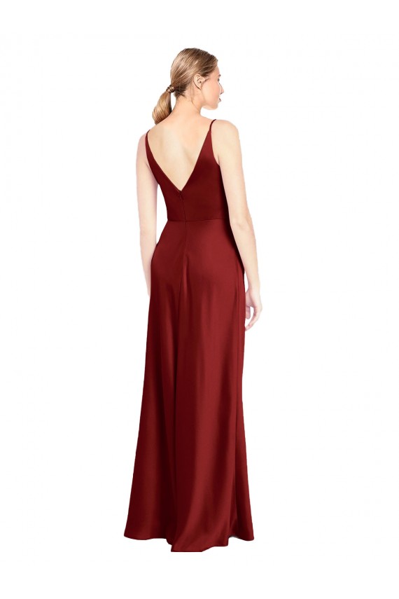 Sleeveless Burgundy V-Back A-Line Spaghetti Straps Formal Evening Gown / Prom Dress / Bridesmaid Dress Mississauga
