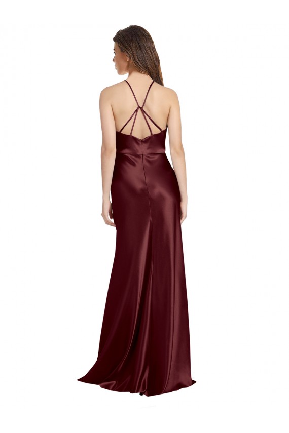 Sleeveless Burgundy Gold A-Line Spaghetti Straps Formal Evening Gown / Prom Dress / Bridesmaid Dress Mississauga