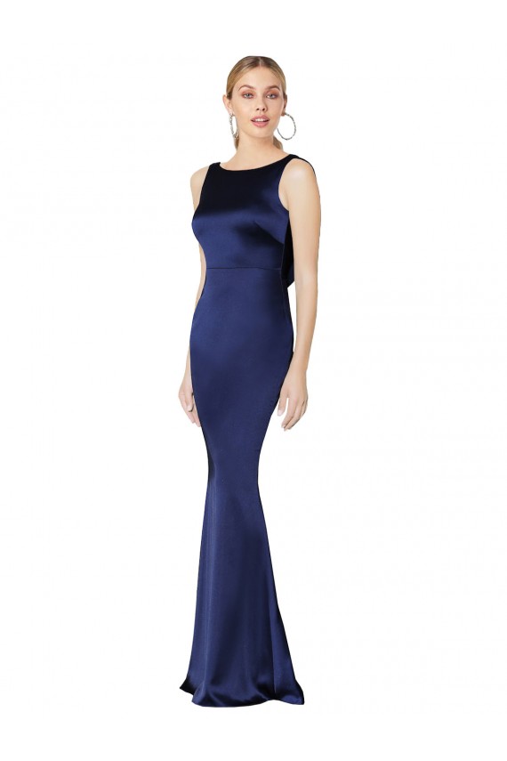 Sleeveless Dark Navy Low Back Sheath Halter Neck Formal Evening Gown / Prom Dress / Bridesmaid Dress Mississauga