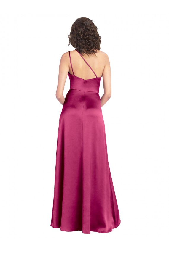 Sleeveless Fuchsia Open Back A-Line One Shoulder Formal Evening Gown / Prom Dress / Bridesmaid Dress Mississauga