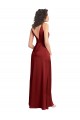 Sleeveless Burgundy V-Back A-Line Stretch Satin V-Neck Formal Dress / Bridesmaid Dress Mississauga