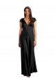Cap Sleeves Black Keyhole Back A-Line V-Neck Formal Evening Gown / Prom Dress / Bridesmaid Dress Mississauga
