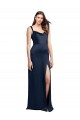 Sleeveless Dark Navy Low Back A-Line Cowl Neck Formal Evening Gown / Prom Dress / Bridesmaid Dress Mississauga