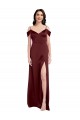 Sleeveless Burgundy Gold A-Line Off the Shoulder Formal Dress / Bridesmaid Dress Mississauga