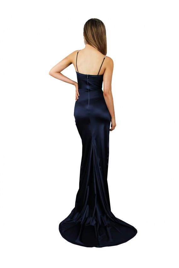 Sleeveless Dark Navy Mermaid Stretch Satin Sweetheart Formal Evening Gown / Prom Dress / Bridesmaid Dress Mississauga