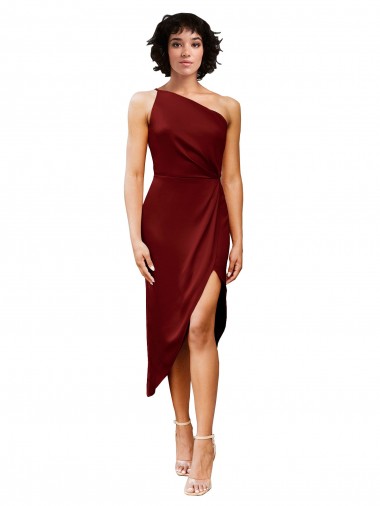 Sleeveless Burgundy Sheath One Shoulder Black Tie Evening Gown / Prom Dress / Bridesmaid Dress Mississauga