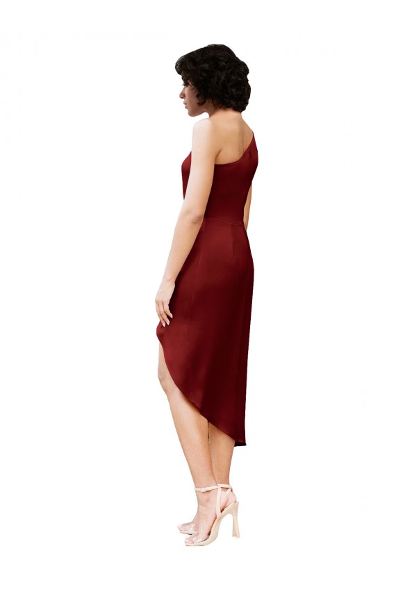 Sleeveless Burgundy Sheath One Shoulder Black Tie Evening Gown / Prom Dress / Bridesmaid Dress Mississauga