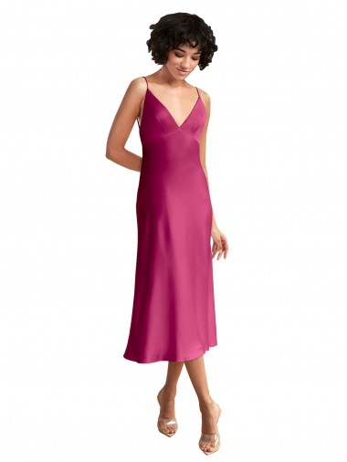 Sleeveless Fuchsia Low Back A-Line V-Neck Formal Evening Gown / Prom Dress / Bridesmaid Dress Mississauga