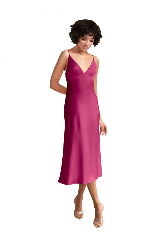 Sleeveless Fuchsia Low Back A-Line V-Neck Formal Evening Gown / Prom Dress / Bridesmaid Dress Mississauga