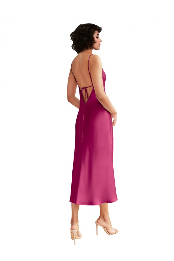 Sleeveless Fuchsia Low Back A-Line V-Neck Formal Evening Gown / Prom Dress / Bridesmaid Dress Mississauga