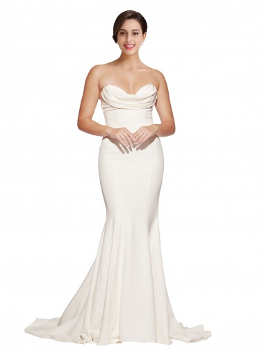 Sleeveless Ivory Low Back Mermaid Cowl Neck Formal Evening Gown / Prom Dress / Bridesmaid Dress Mississauga