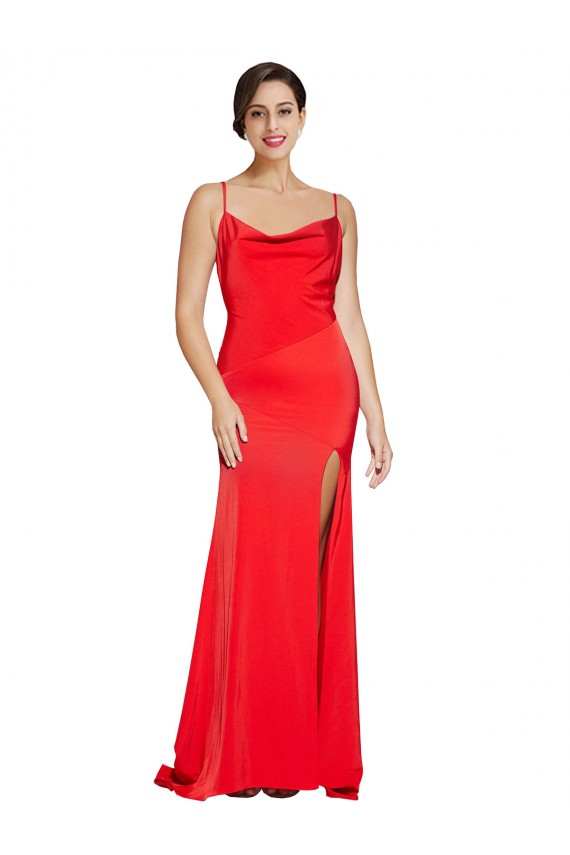 Sleeveless Red Low Back Sheath Cowl Neck Formal Evening Gown / Prom Dress / Bridesmaid Dress Mississauga