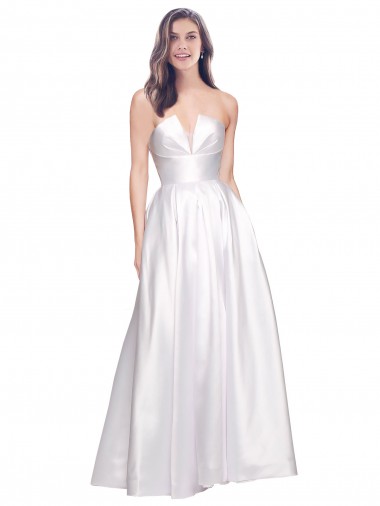 Sleeveless White Low Back A-Line Strapless Formal Evening Gown / Prom Dress / Bridesmaid Dress Mississauga