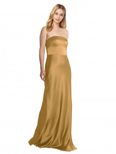 Sleeveless Gold A-Line Strapless Formal Evening Gown / Prom Dress / Bridesmaid Dress Mississauga