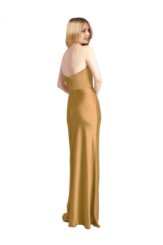 Sleeveless Gold A-Line Strapless Formal Evening Gown / Prom Dress / Bridesmaid Dress Mississauga