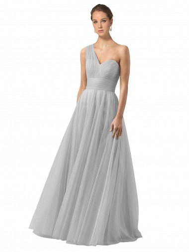 Sleeveless Silver A-Line One Shoulder Bridesmaid Gown Mississauga