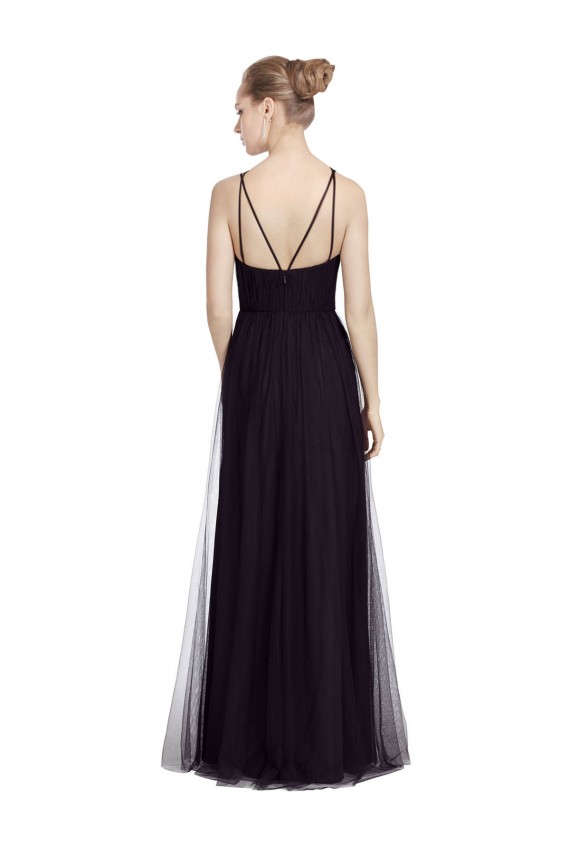Sleeveless Black A-Line Spaghetti Straps Bridesmaid Gown Mississauga