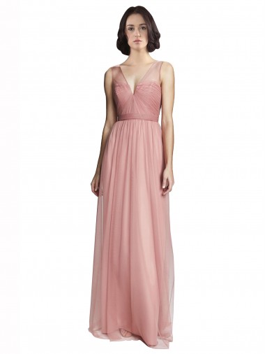 Sleeveless Rose Pink A-Line V-Neck Bridesmaid Dress Mississauga
