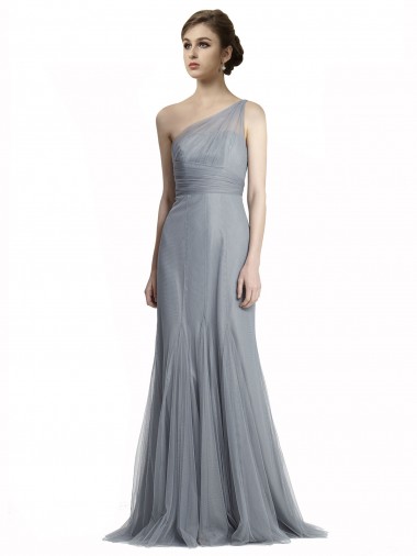 Sleeveless Slate Grey Mermaid One Shoulder Bridesmaid Dress Mississauga