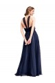 Sleeveless Navy Blue A-Line Halter Neck Bridesmaid Dress / Evening Dress Mississauga
