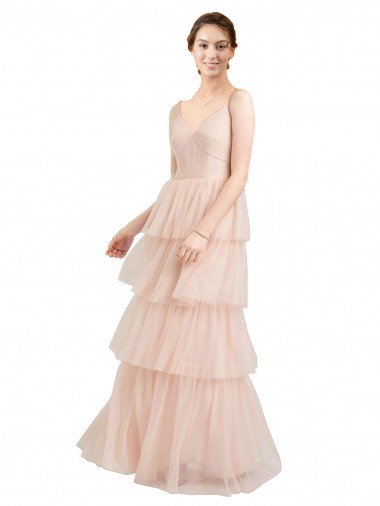 Sleeveless Pink A-Line V-Neck Semi Formal Evening Dress / Bridesmaid Dress Mississauga
