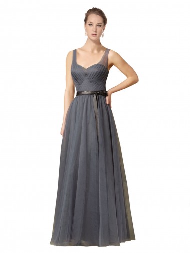 Sleeveless Slate Grey V-Back A-Line Sweetheart Formal Dress / Bridesmaid Dress Mississauga