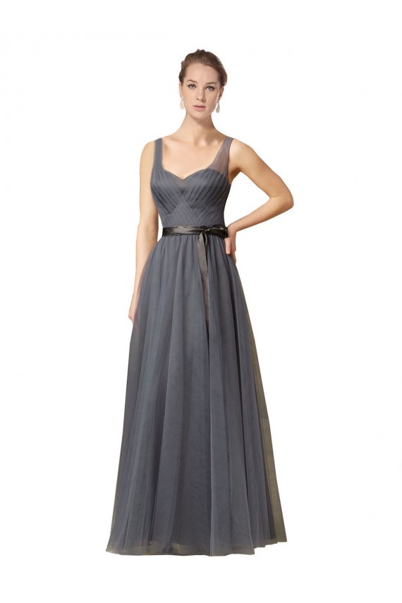 Sleeveless Slate Grey V-Back A-Line Sweetheart Formal Dress / Bridesmaid Dress Mississauga