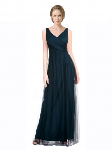 Sleeveless Blue A-Line V-Neck Bridesmaid Dress Mississauga