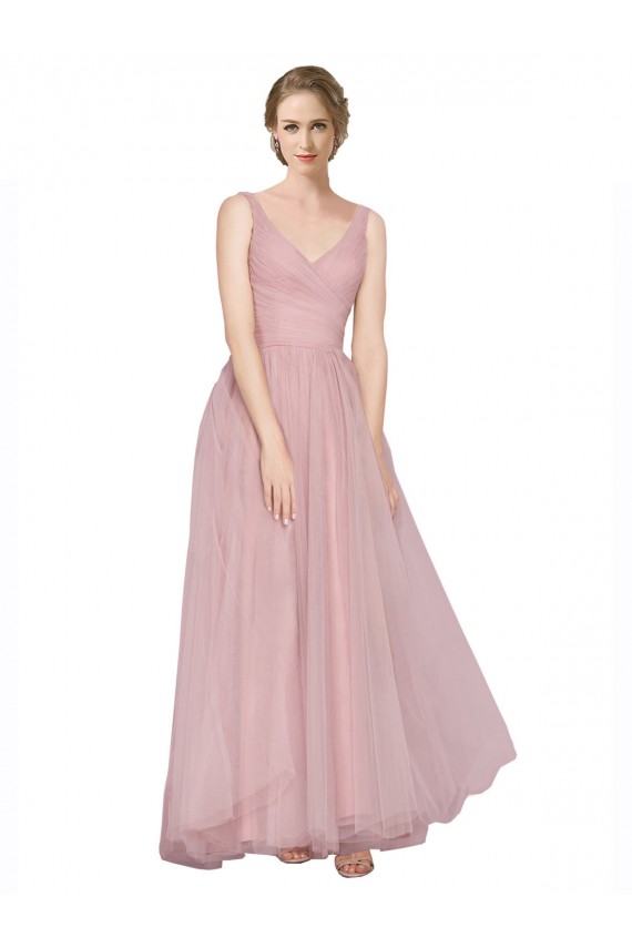 Sleeveless Pink V-Back A-Line V-Neck Bridesmaid Dress Mississauga