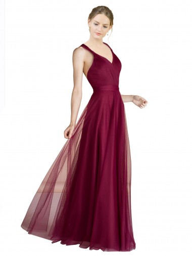 Sleeveless Criss Cross Open Back A-Line V-Neck Bridesmaid Dress Mississauga