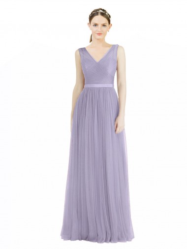 Sleeveless Lilac V-Back A-Line V-Neck Bridesmaid Dress Mississauga