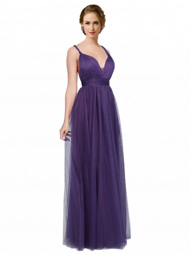 Sleeveless Purple Open Back A-Line Spaghetti Straps Bridesmaid Dress Mississauga