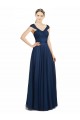 Sleeveless Dark Navy Open Back A-Line V-Neck Bridesmaid Dress Mississauga