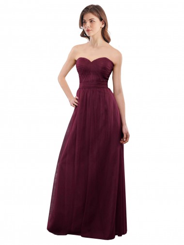 Sleeveless Burgundy Low Back A-Line Sweetheart Bridesmaid Dress Mississauga