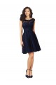 Sleeveless Dark Navy V-Back A-Line Bateau Neck Bridesmaid Dress Mississauga