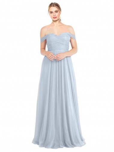 Sleeveless Light Sky Blue A-Line Off the Shoulder Evening Dress / Bridesmaid Dress Mississauga