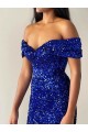 Sleeveless Royal Blue Mermaid Off the Shoulder Prom Dresses Mississauga