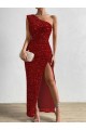 Sleeveless Red Sheath One Shoulder Prom Dress / Evening Dress Mississauga
