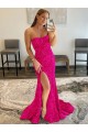 Sleeveless Fuchsia Sheath Strapless Prom Dress Mississauga