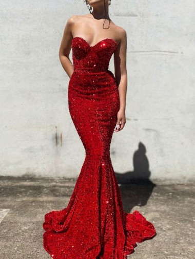 Sleeveless Burgundy Mermaid Sweetheart Prom Dress / Evening Gown Mississauga