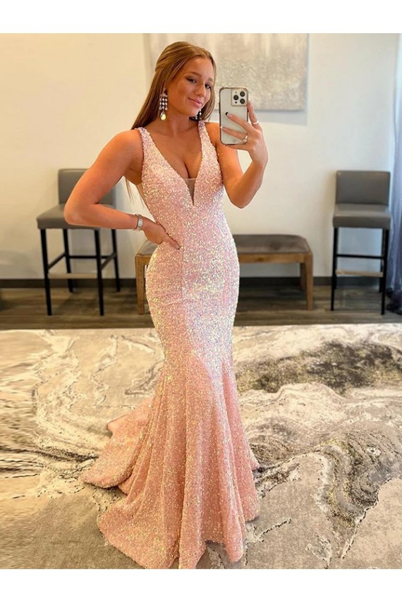 Sleeveless Shown Color Sheath V-Neck Evening Dress Mississauga