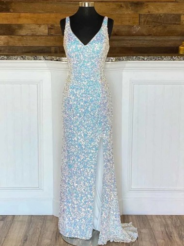 Sleeveless Sheath V-Neck Evening Gown / Prom Dress Mississauga