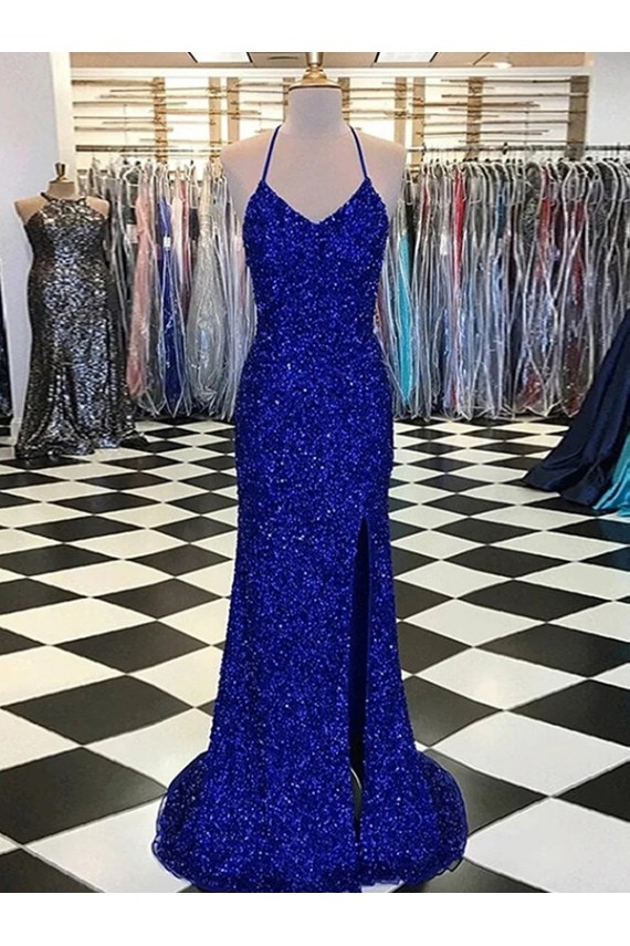 Sleeveless Royal Blue Sheath V-Neck Prom Dress / Evening Gown Mississauga
