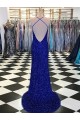 Sleeveless Royal Blue Sheath V-Neck Prom Dress / Evening Gown Mississauga