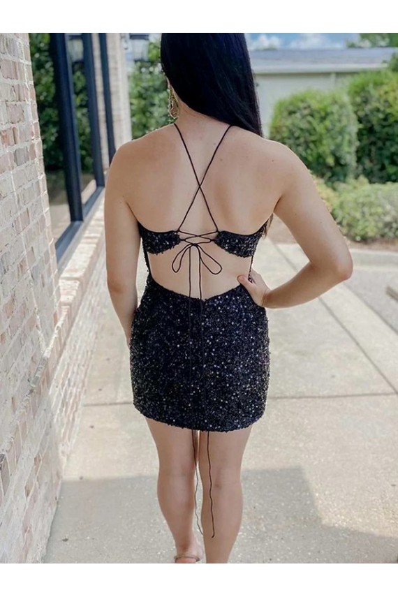 Sleeveless Black Sheath Halter Neck Prom Dress Mississauga