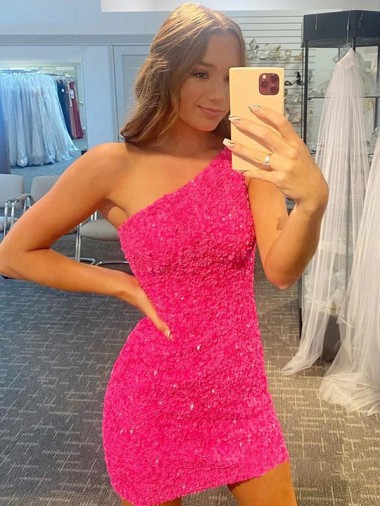 Sleeveless Shown Color Sheath One Shoulder Evening Gown Mississauga