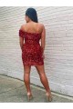 Sleeveless Burgundy Sheath One Shoulder Prom Dress Mississauga